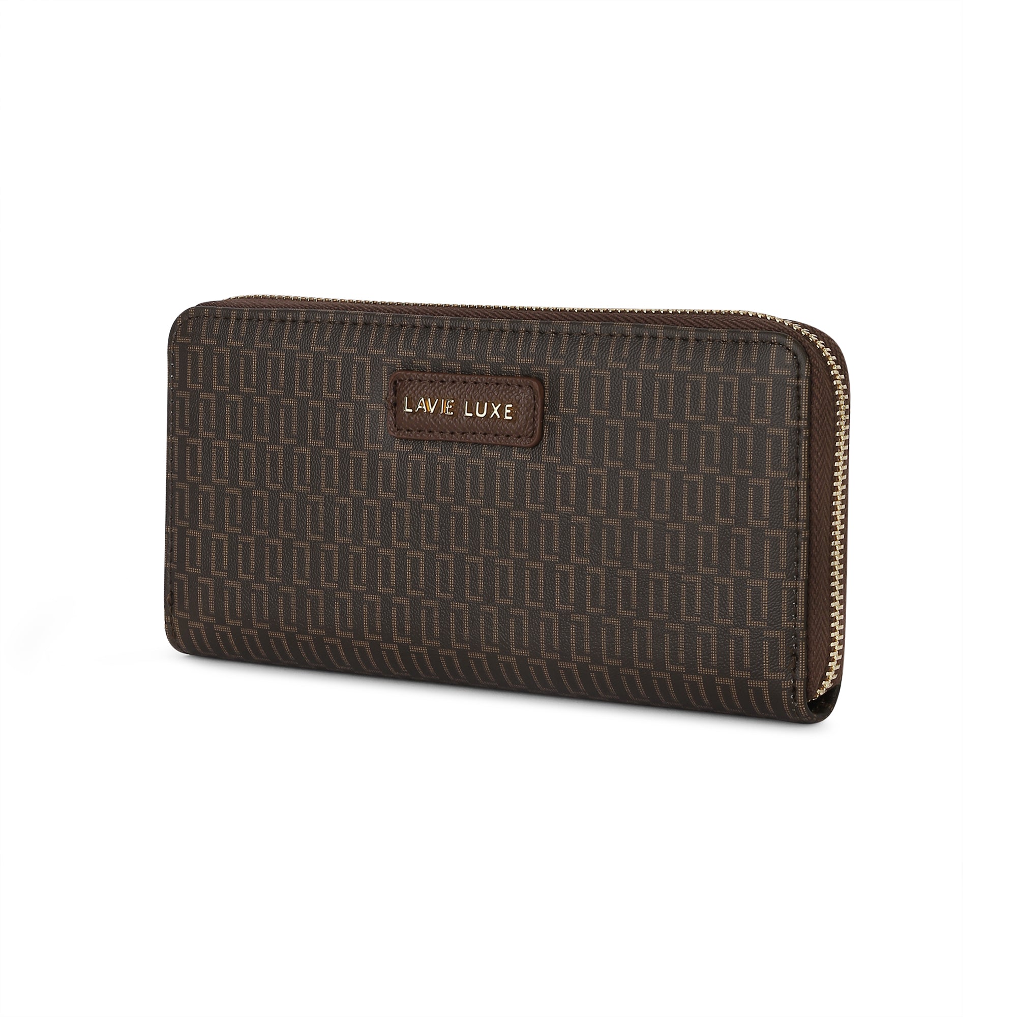 Lavie Luxe Mono Sacy Choco Large Women's Zip Around Wallet