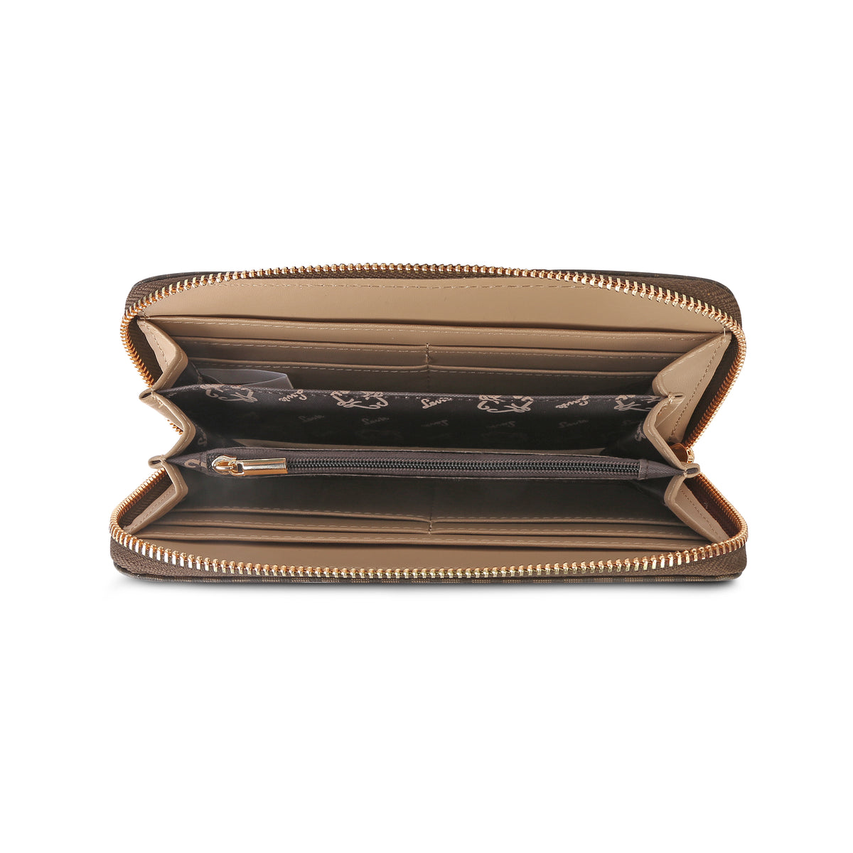 Lavie Luxe Mono Sacy Choco Large Women's Zip Around Wallet