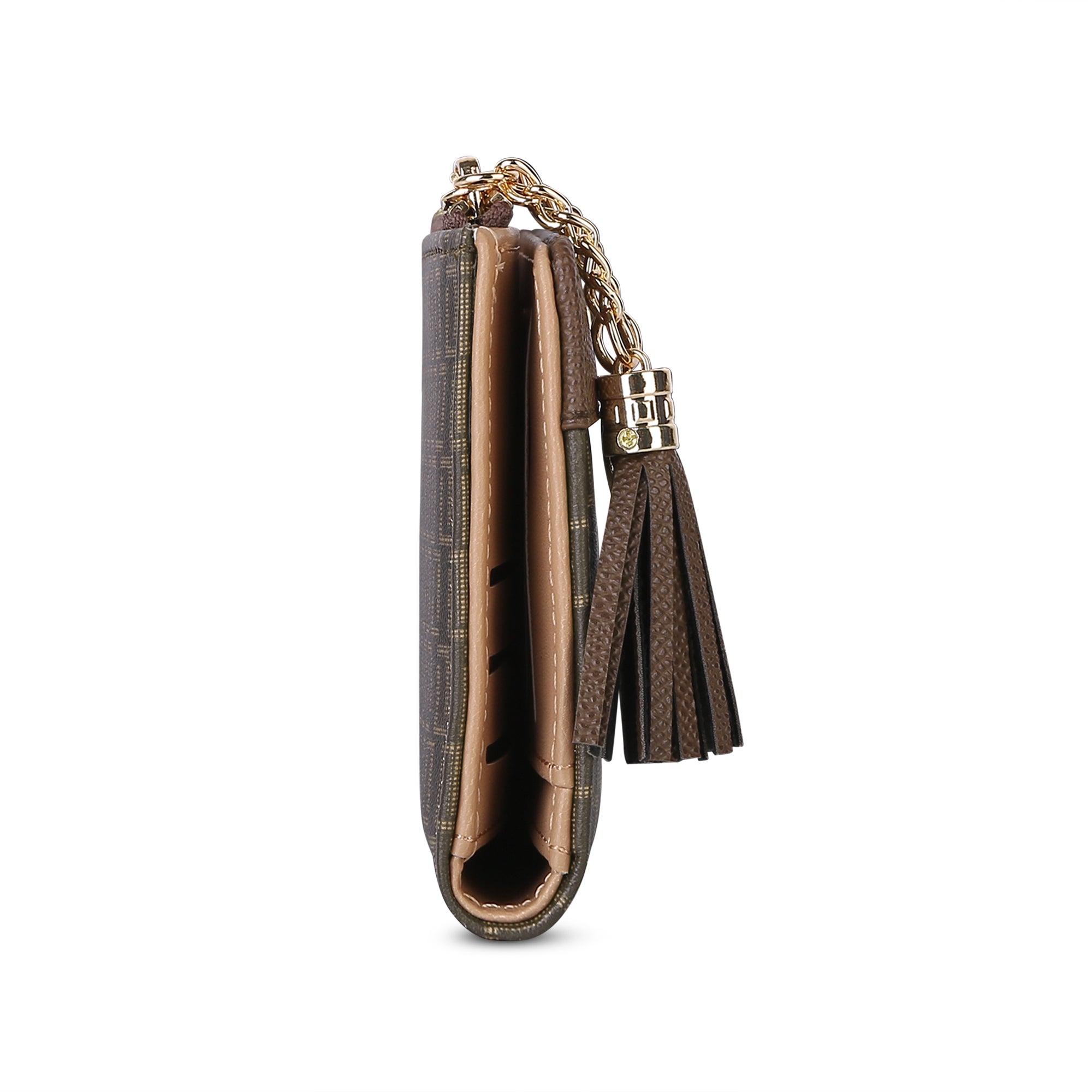 Lavie Luxe Mono Safain Choco Large Women's Bifold Zip Wallet