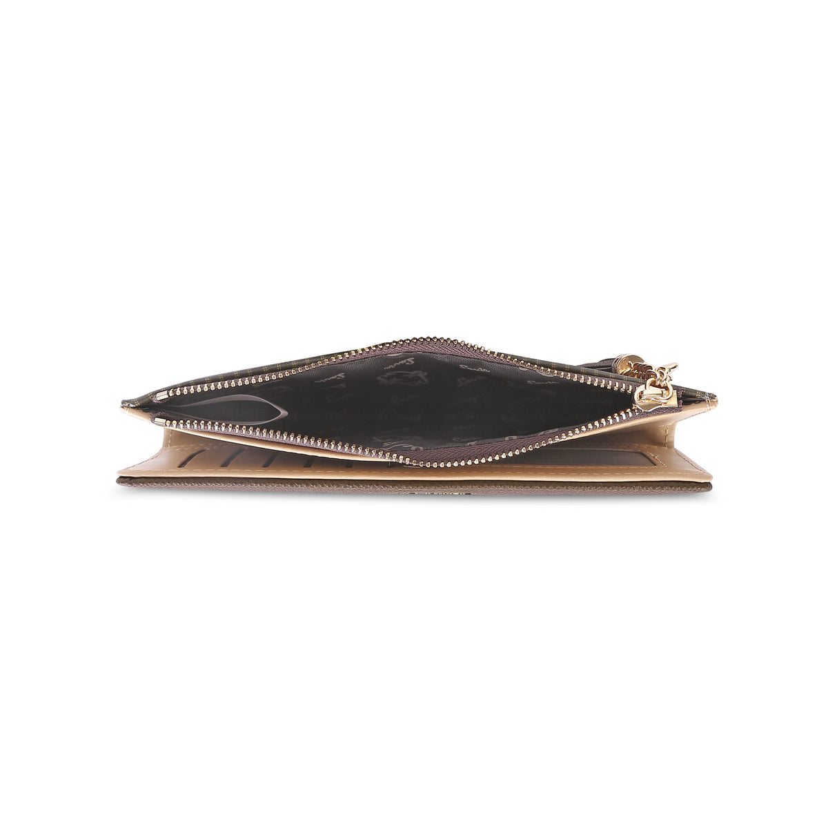 Lavie Luxe Mono Safain Choco Large Women's Bifold Zip Wallet