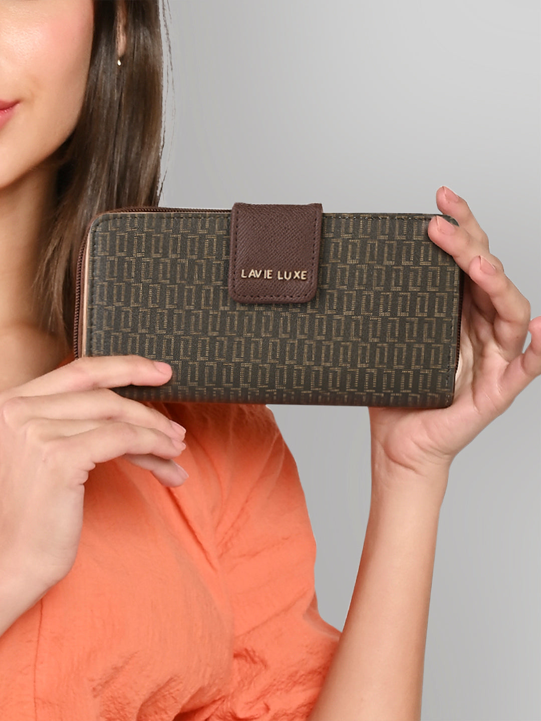 Lavie Luxe Mono Mia Choco Large Women's Bifold Wallet
