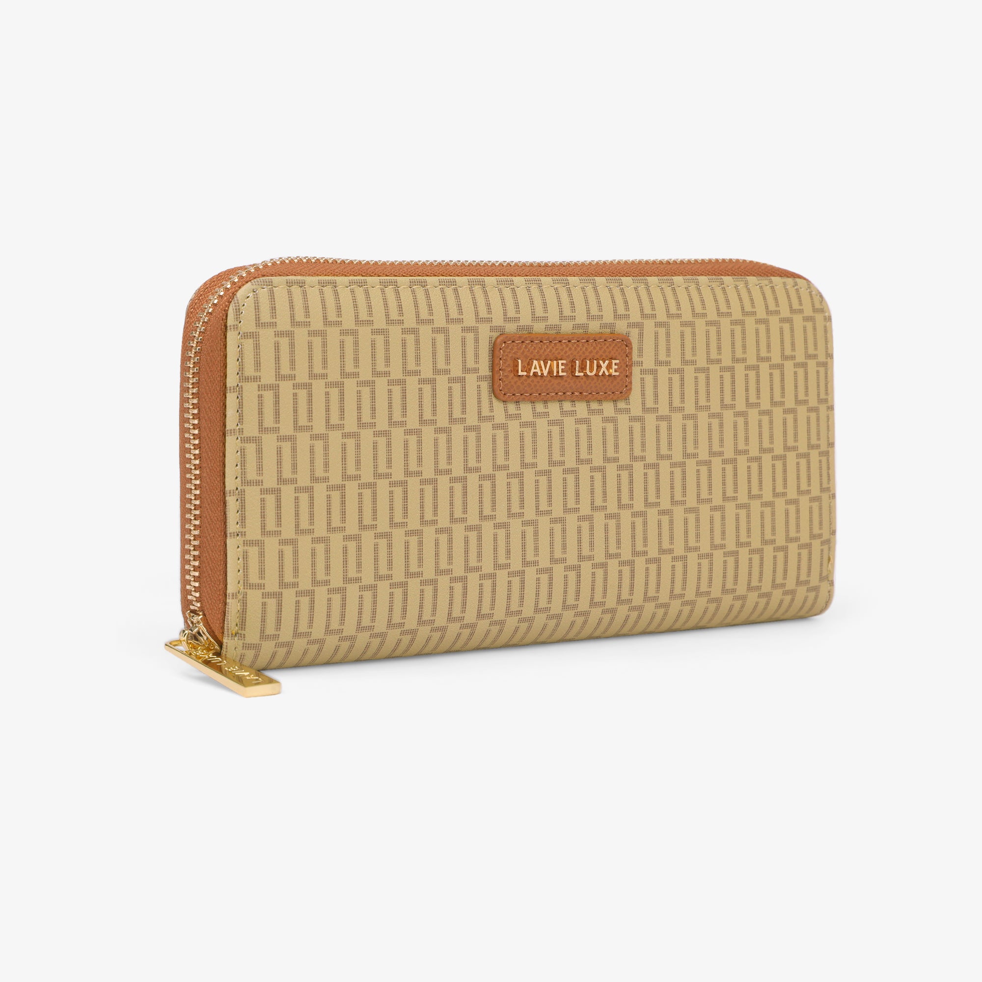 Lavie Luxe Mono Sacy Taupe Large Women's Zip Wallet