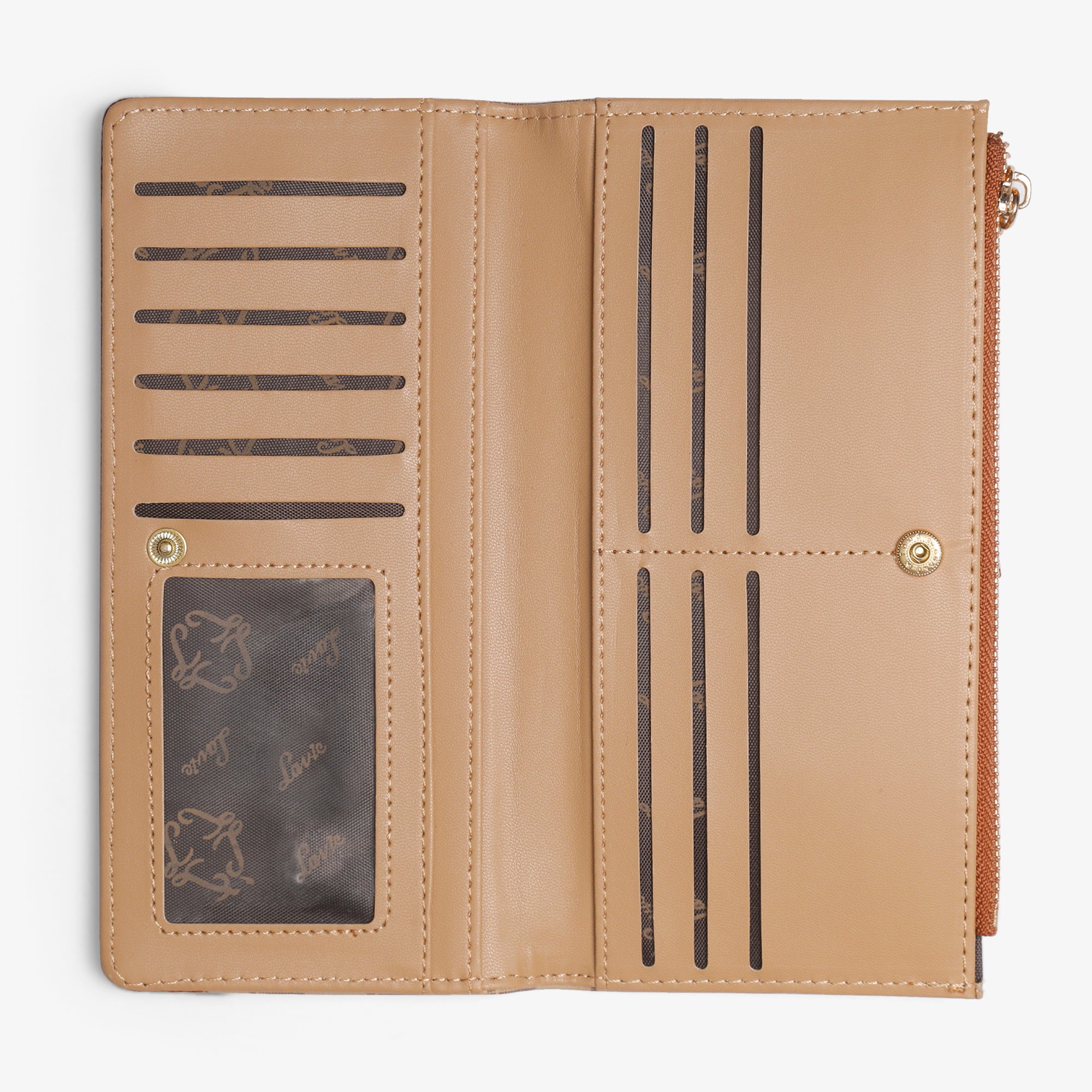 Lavie Luxe Mono Safain Taupe Large Women's Bifold Zip Wallet