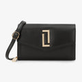 Sally horizontal 2 zip Large Black Wallet
