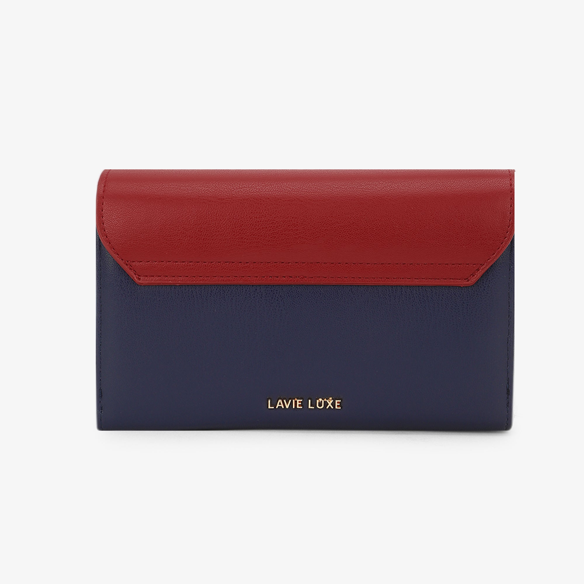 Lavie Luxe Sally24 Navy Large Women's horizontal 2 zip wallet