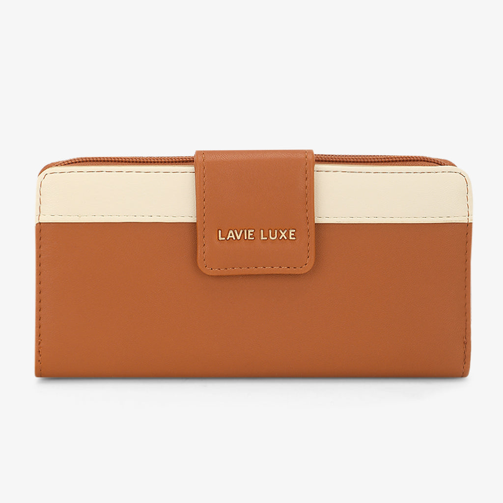 Lavie Luxe Mia 24 Tan Large Women's bifold wallet