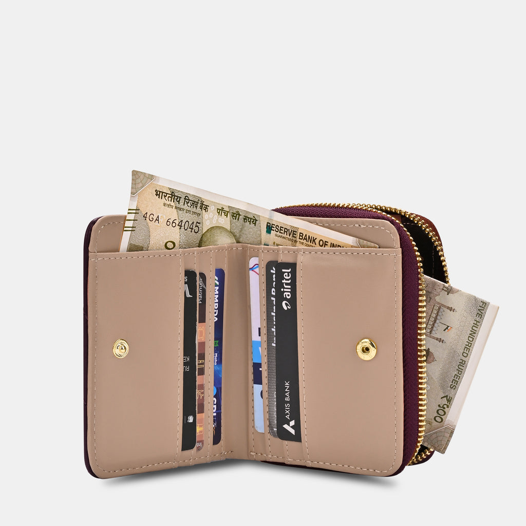 Diagonal Flap25 Small Zip Wallet