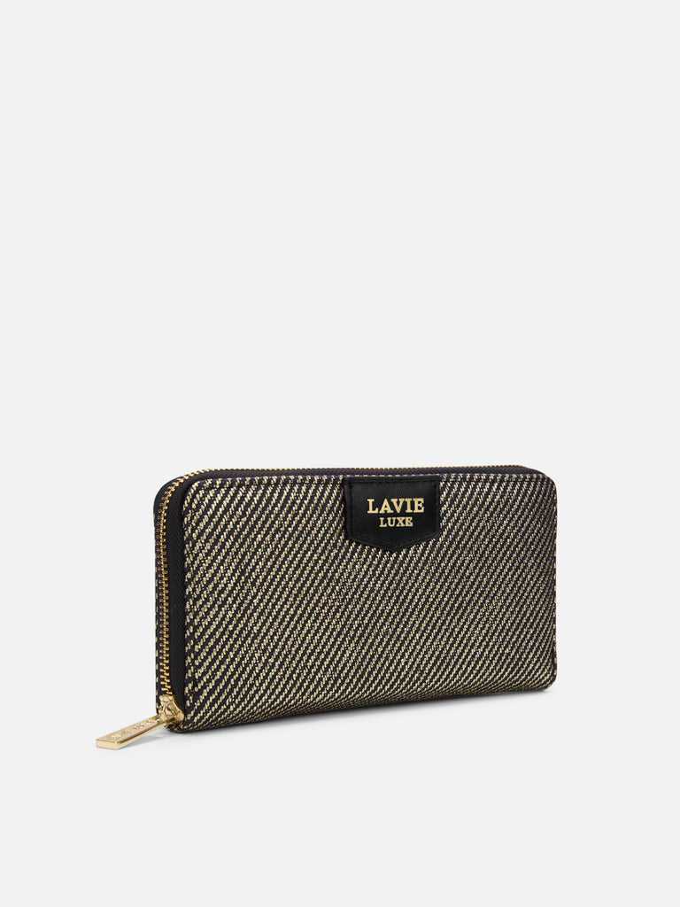 Glam Sacy Large Zip Around Wallet Black