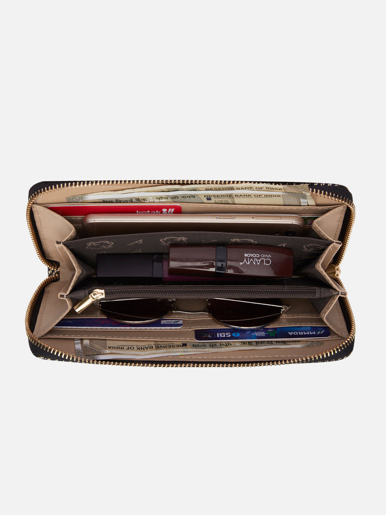 Glam Sacy Large Zip Around Wallet Black