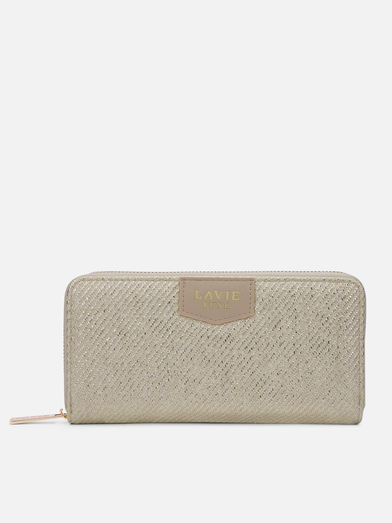 Glam Sacy Large Zip Around Wallet Beige