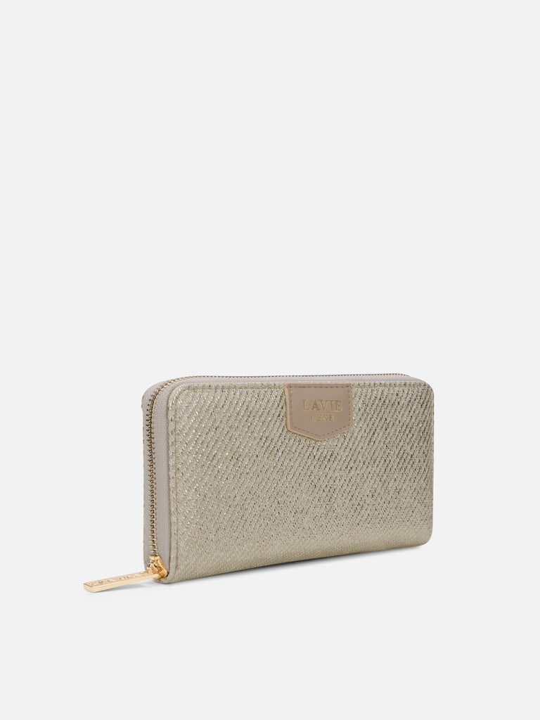 Glam Sacy Large Zip Around Wallet Beige