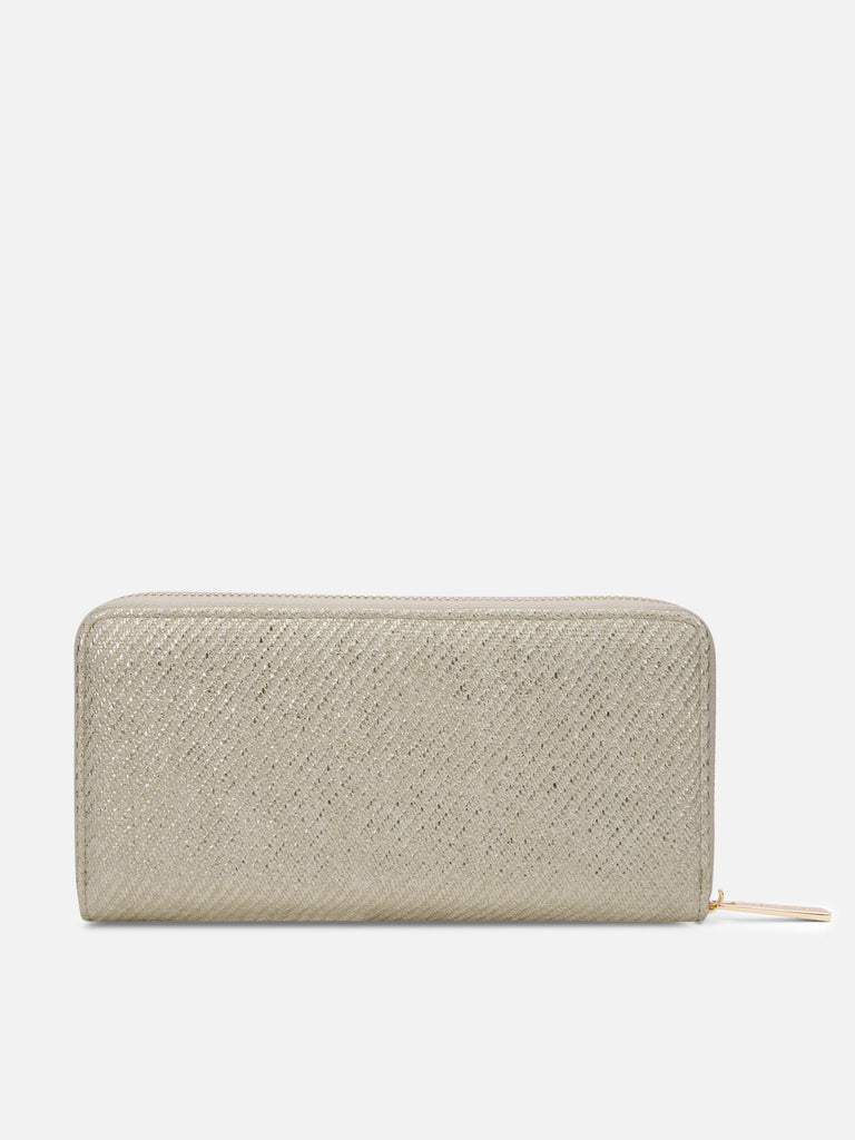 Glam Sacy Large Zip Around Wallet Beige
