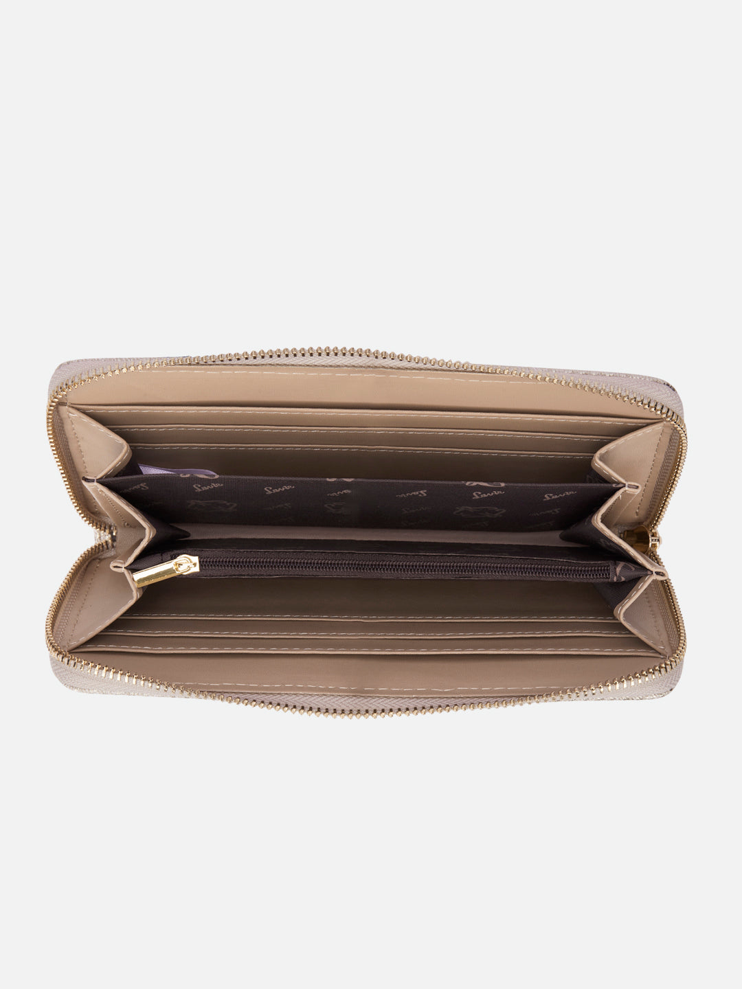 Glam Sacy Large Zip Around Wallet Beige