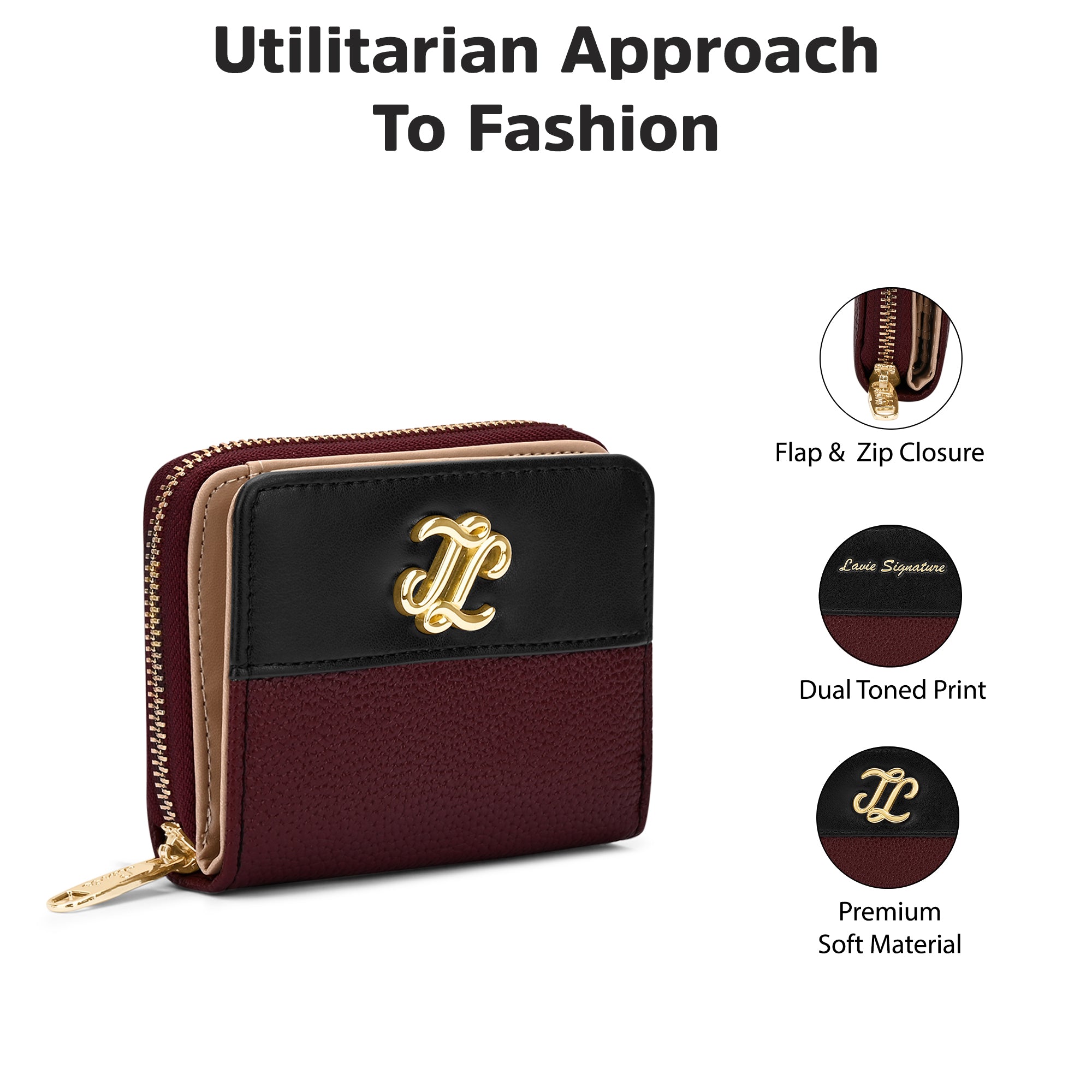 Utah Colourblock Flap Small Zip Around 'S Ladies Wallet Maroon