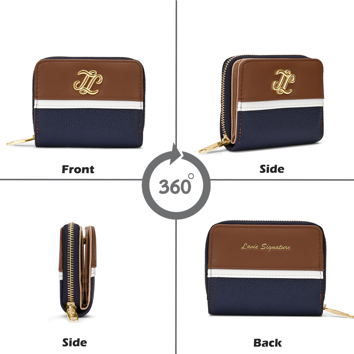 Utah Colourblock Flap Small Zip Around 'S Ladies Wallet Navy