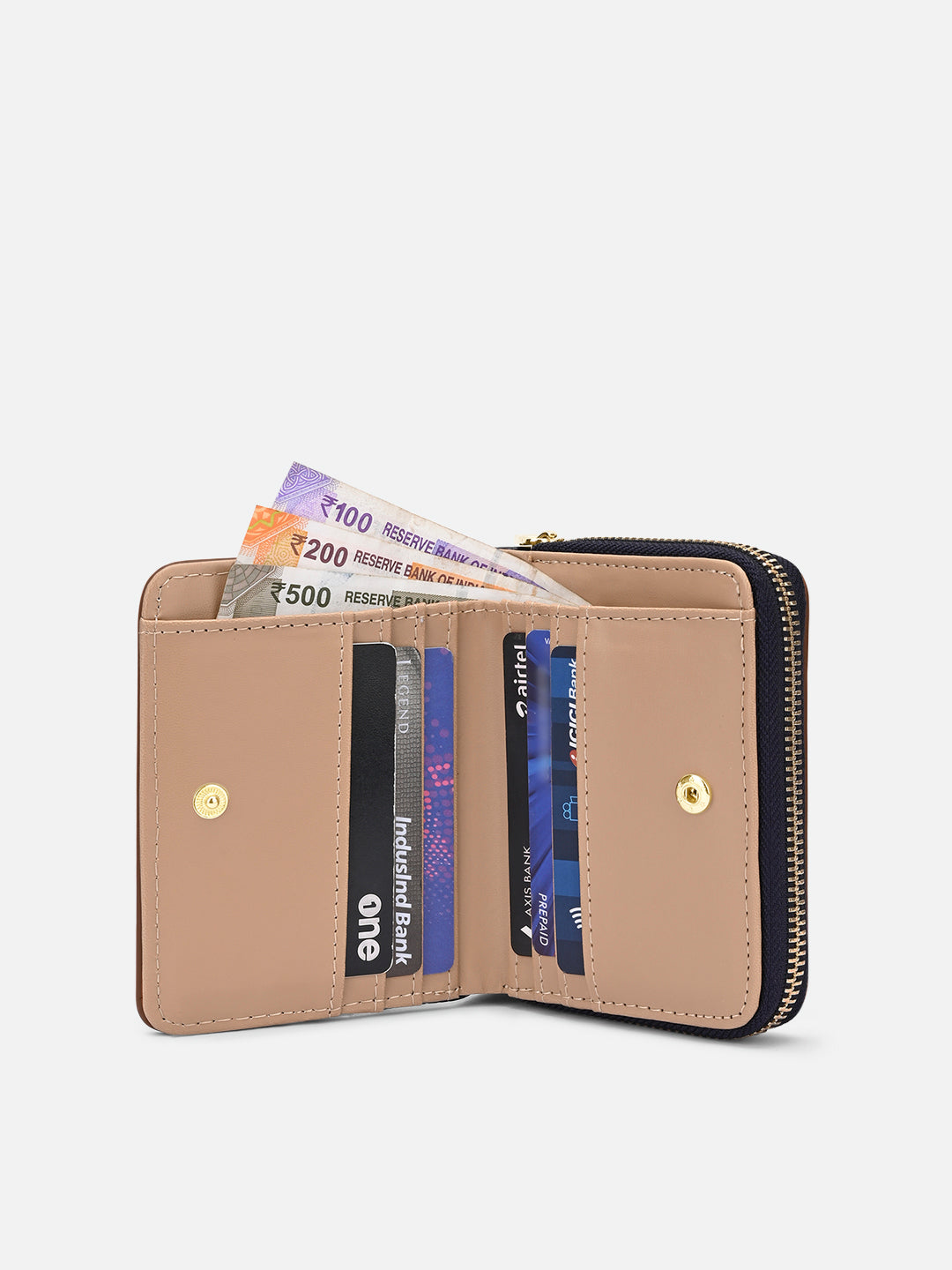 Utah Colourblock Flap Small Zip Around 'S Ladies Wallet Navy