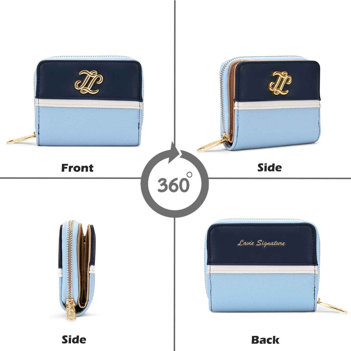 Utah Colourblock Flap Small Zip Around 'S Ladies Wallet Pale Blue
