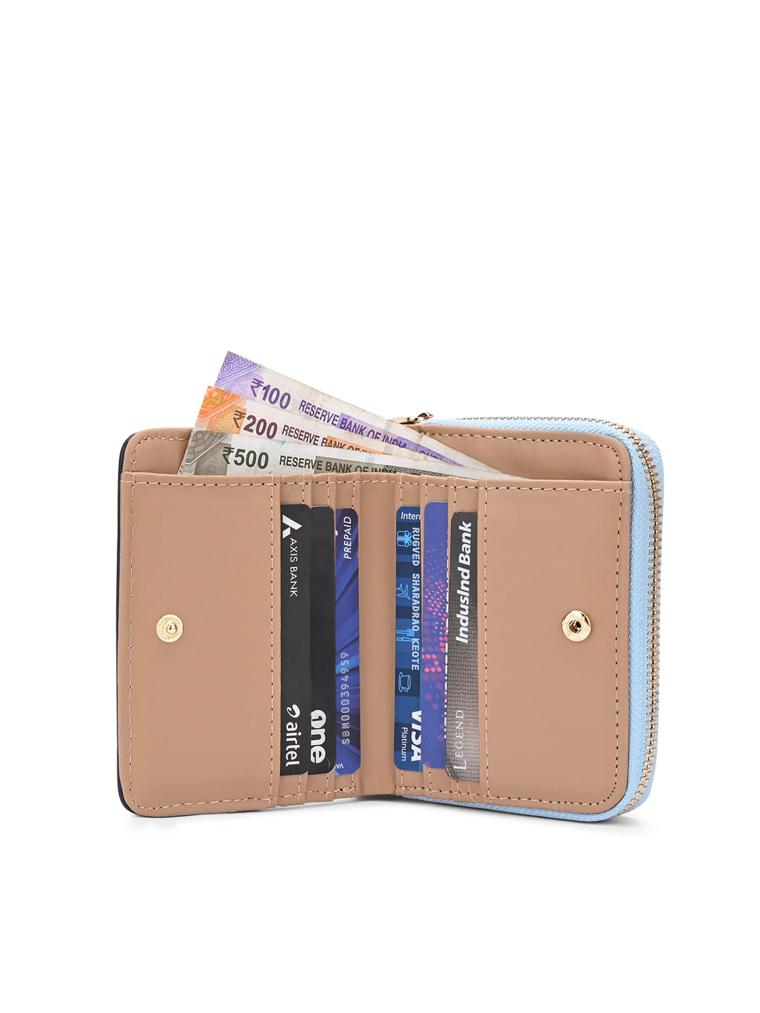 Utah Colourblock Flap Small Zip Around 'S Ladies Wallet Pale Blue