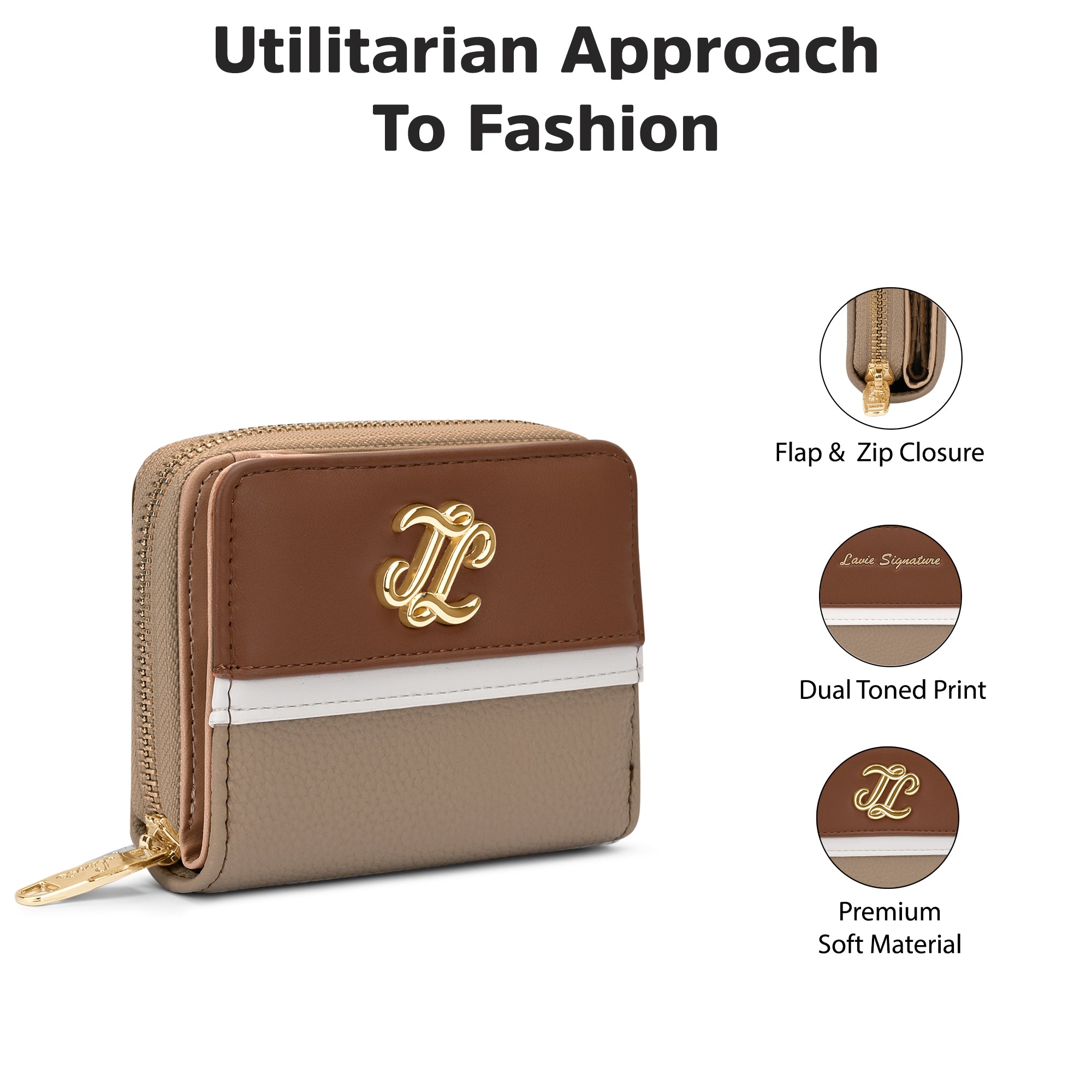 Utah Colourblock Flap Small Zip Around 'S Ladies Wallet Sand