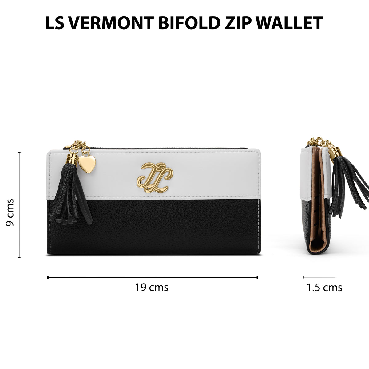 Vermont Colourblock Bifold Zip 'S Ladies Wallet Black
