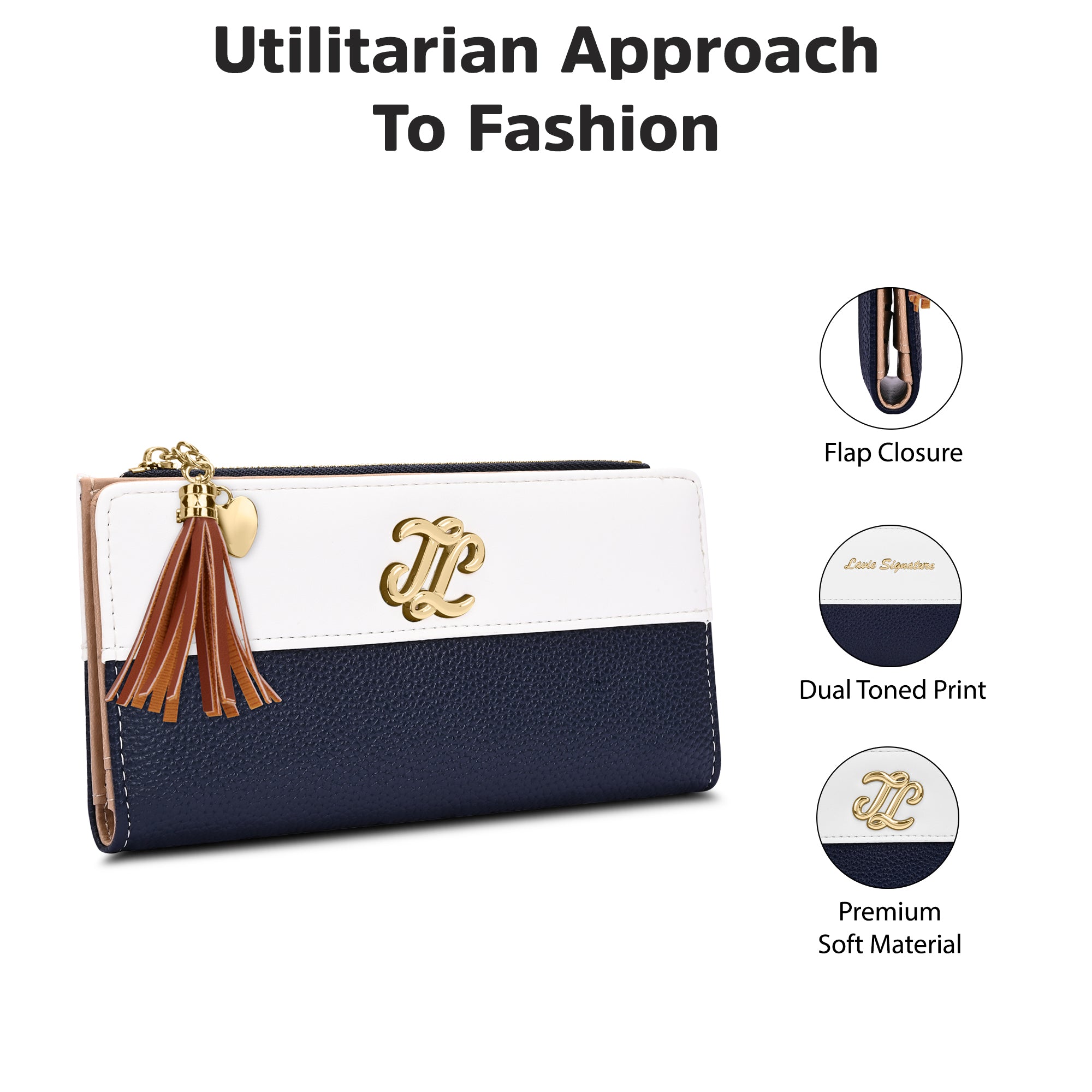 Vermont Colourblock Bifold Zip 'S Ladies Wallet Navy