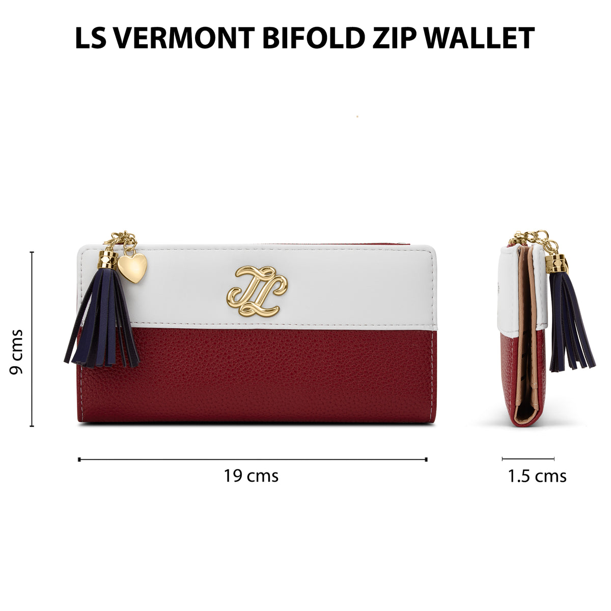 Vermont Colourblock Bifold Zip 'S Ladies Wallet Red