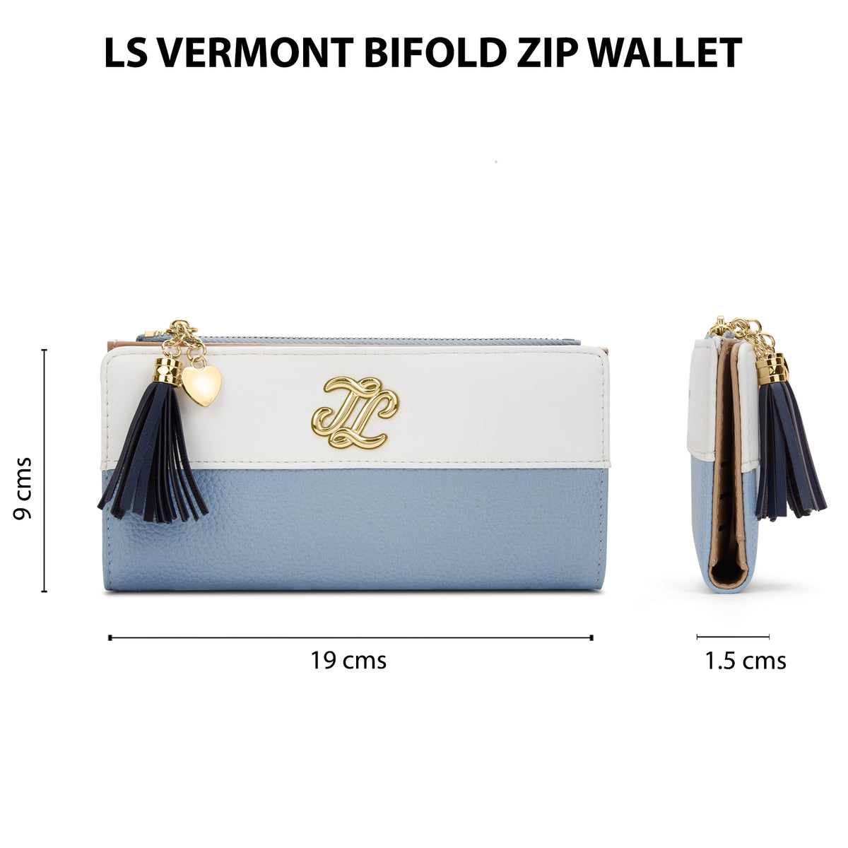 Vermont Colourblock Bifold Zip 'S Ladies Wallet Pale Blue