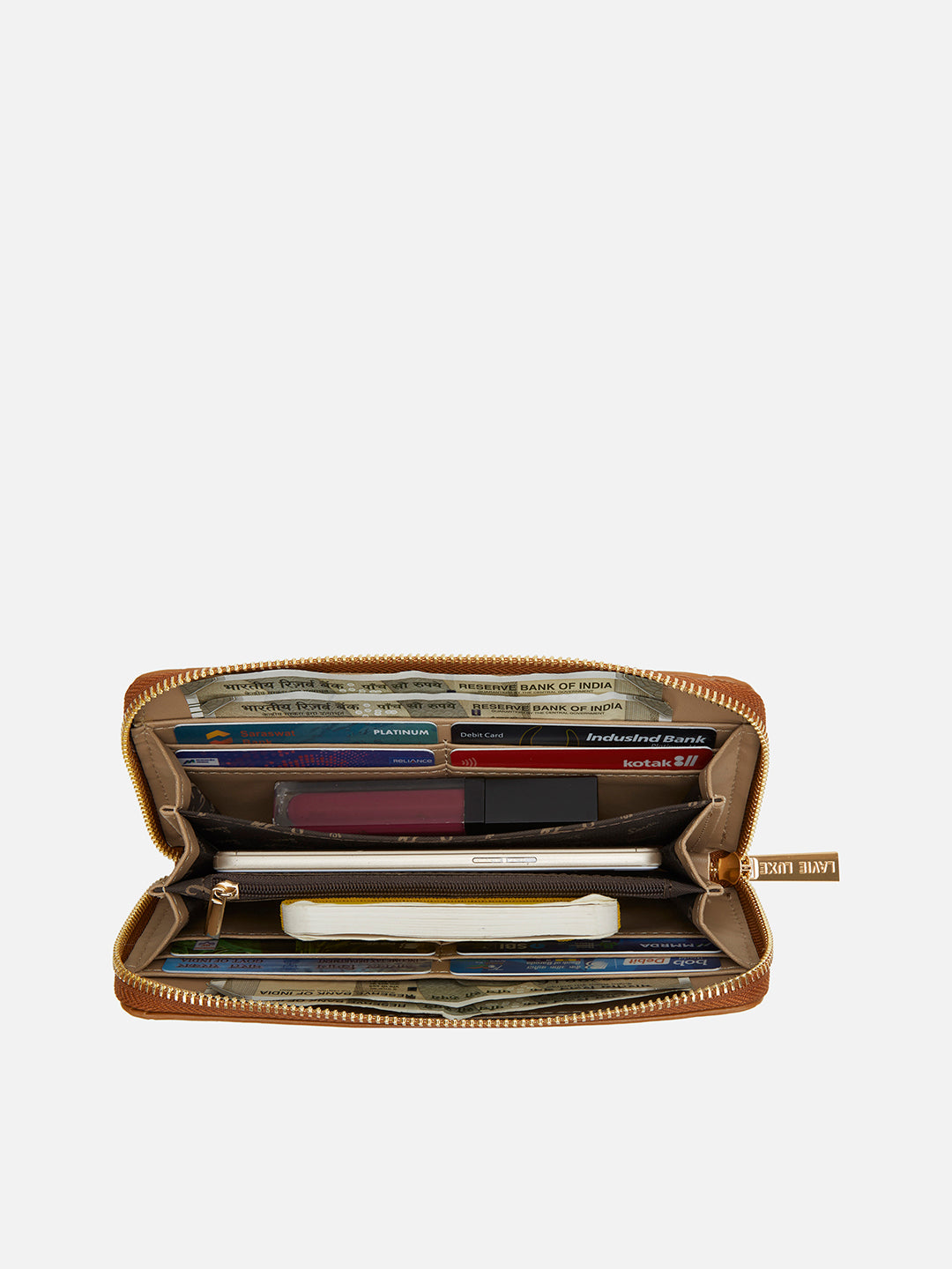 Lucie Emboss Ziparound Large Tan