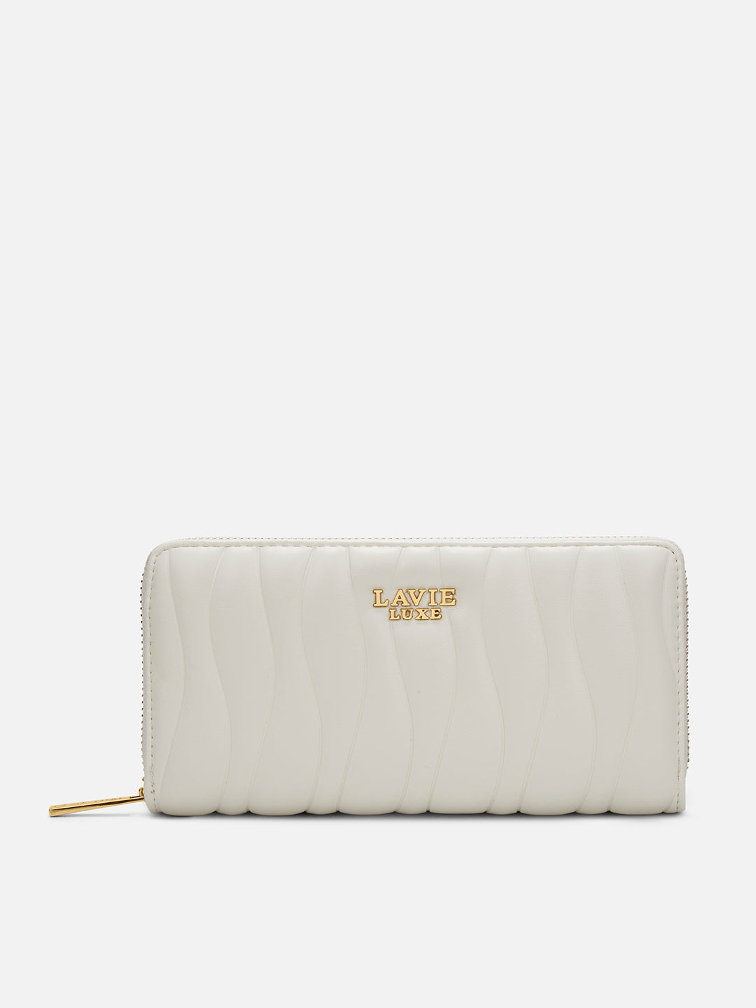 Lucie Emboss Ziparound Large Wallet Off White