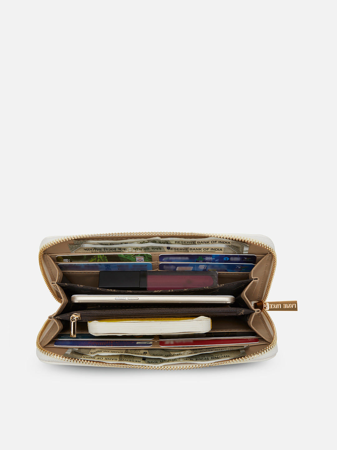 Lucie Emboss Ziparound Large Wallet Off White