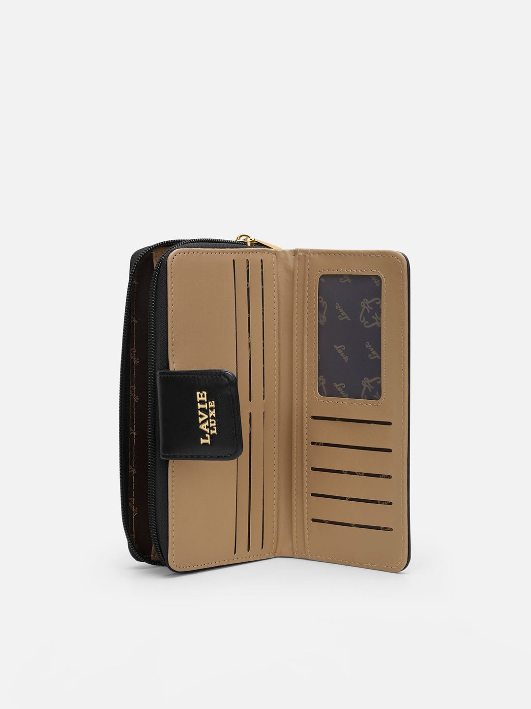 Lucie Emboss Bifold Ziparound Black