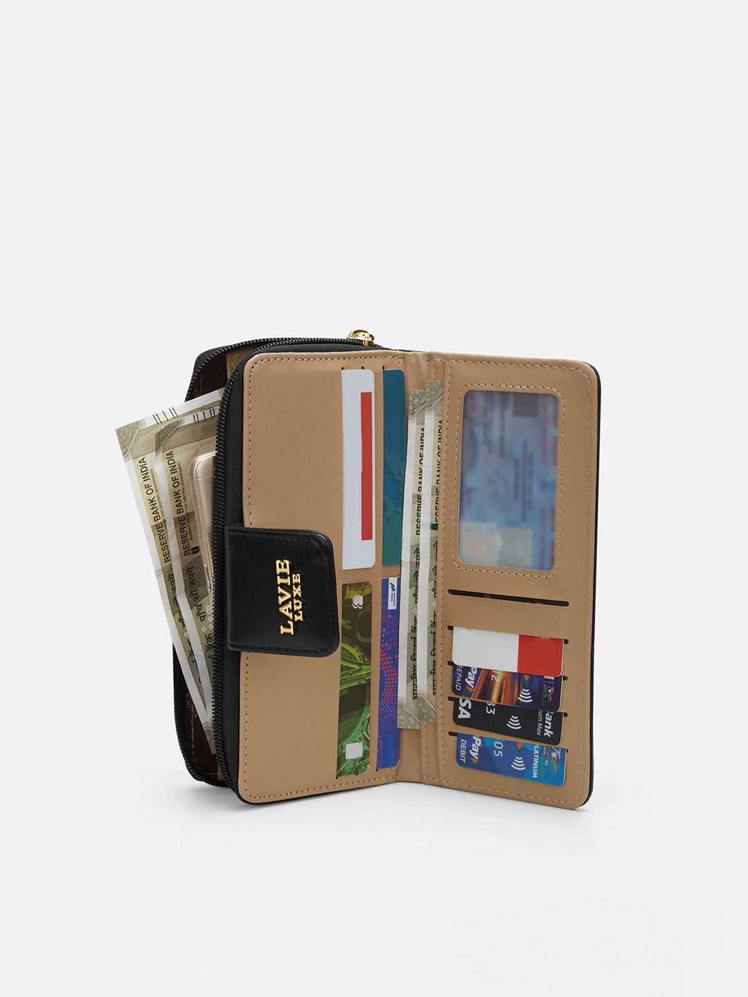 Lucie Emboss Bifold Ziparound Black