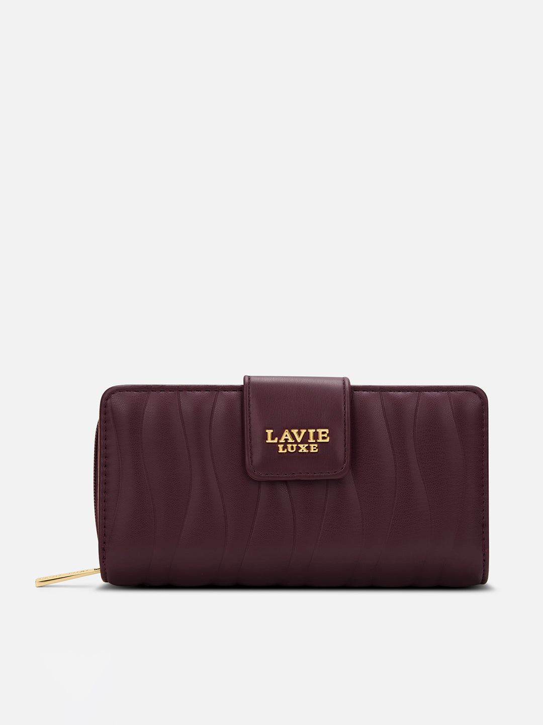 Lucie Emboss Bifold Ziparound Wallet Wine