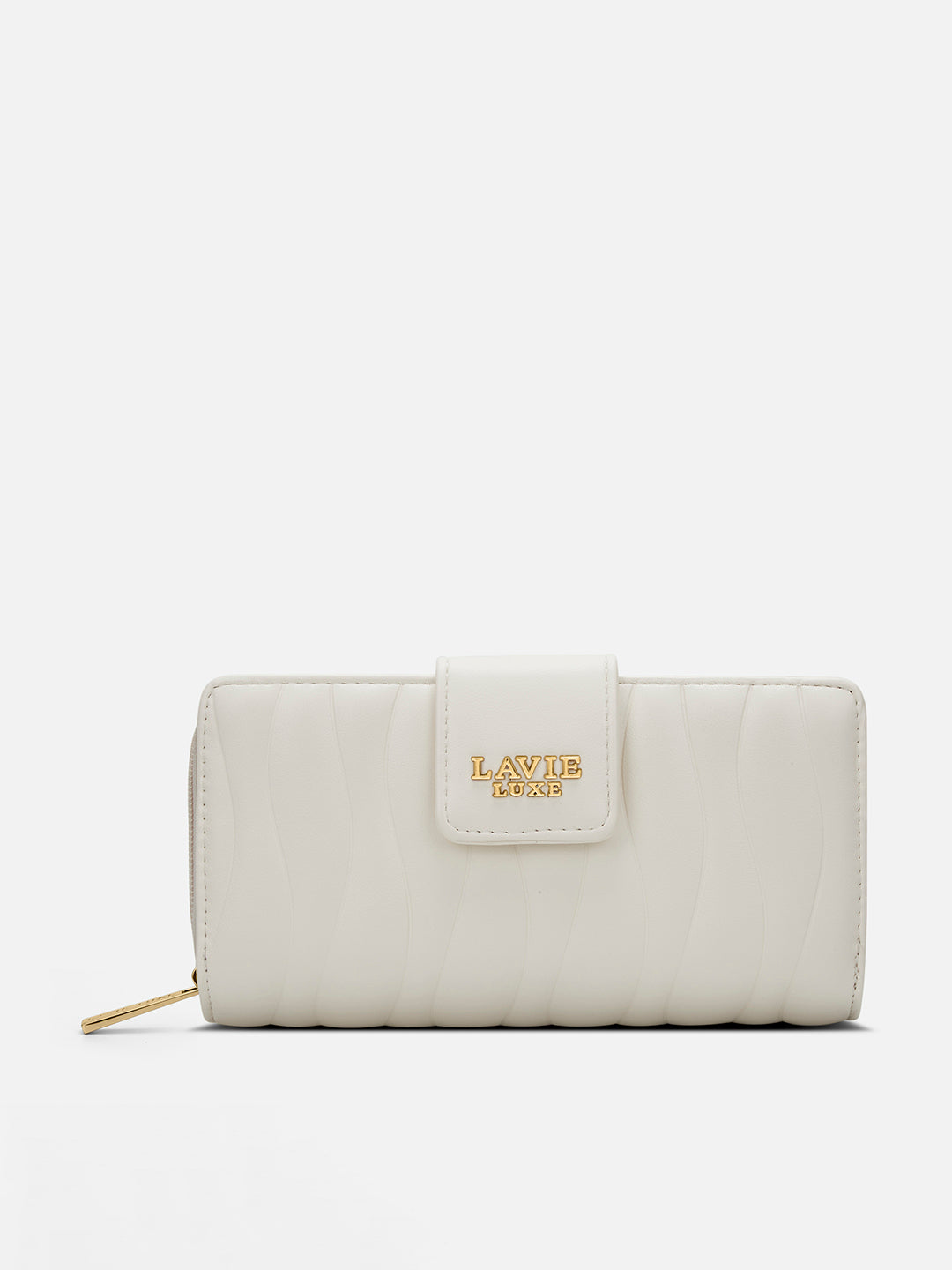 Lucie Emboss Bifold Ziparound Wallet Off White