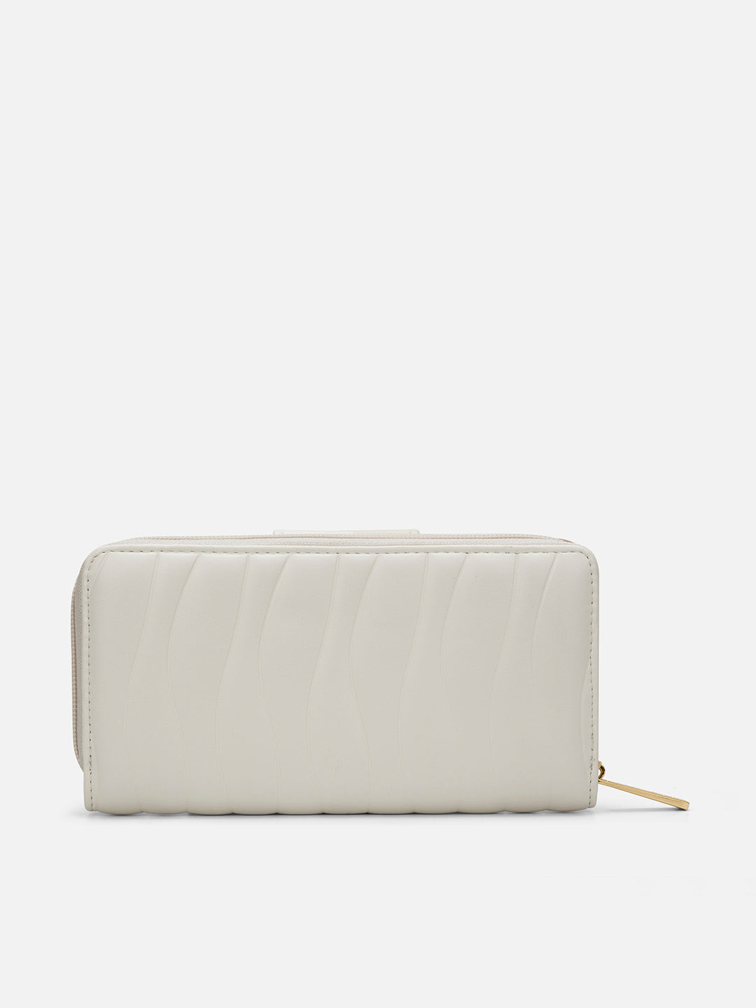 Lucie Emboss Bifold Ziparound Wallet Off White