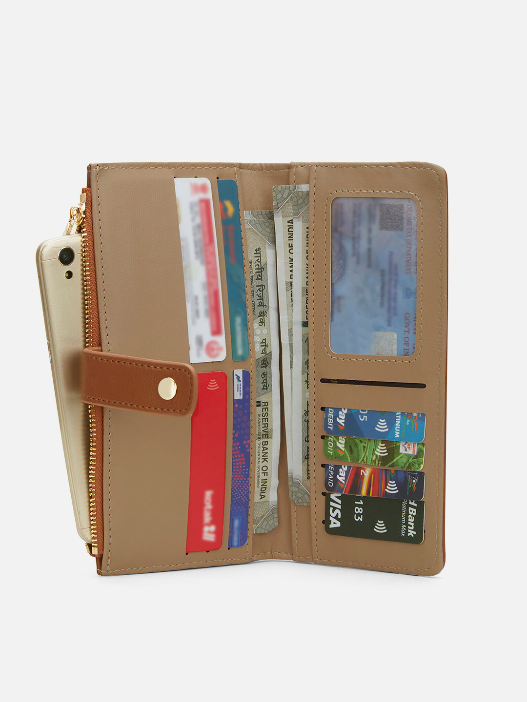 Alice Bifold Zip Large Tan