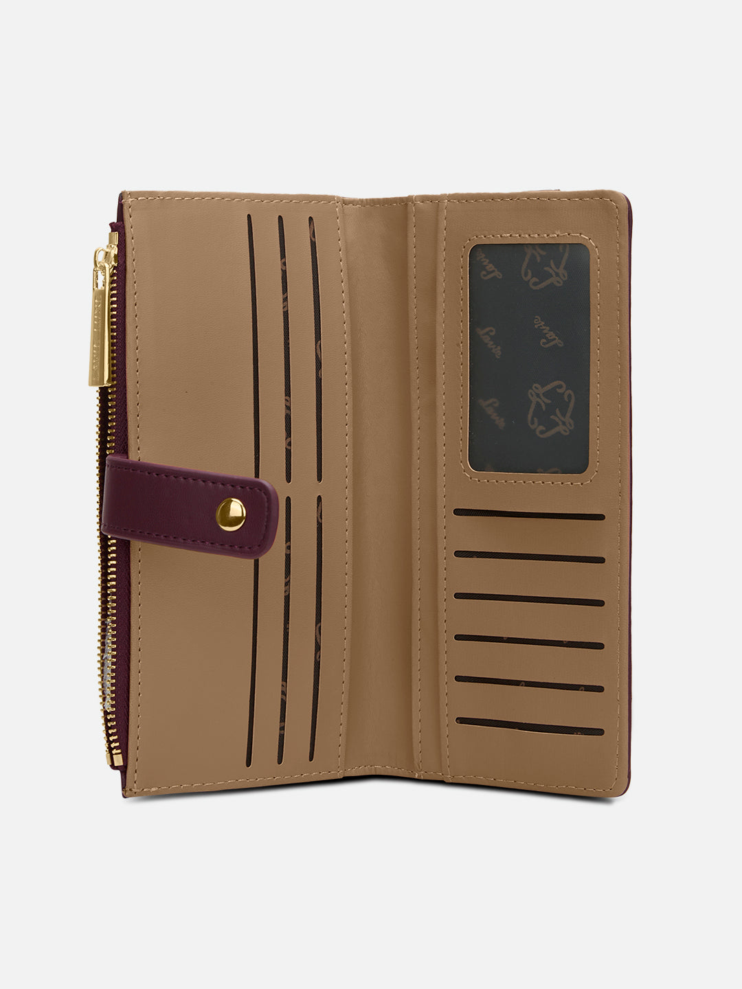 Alice Bifold Zip Large Wallet Wine