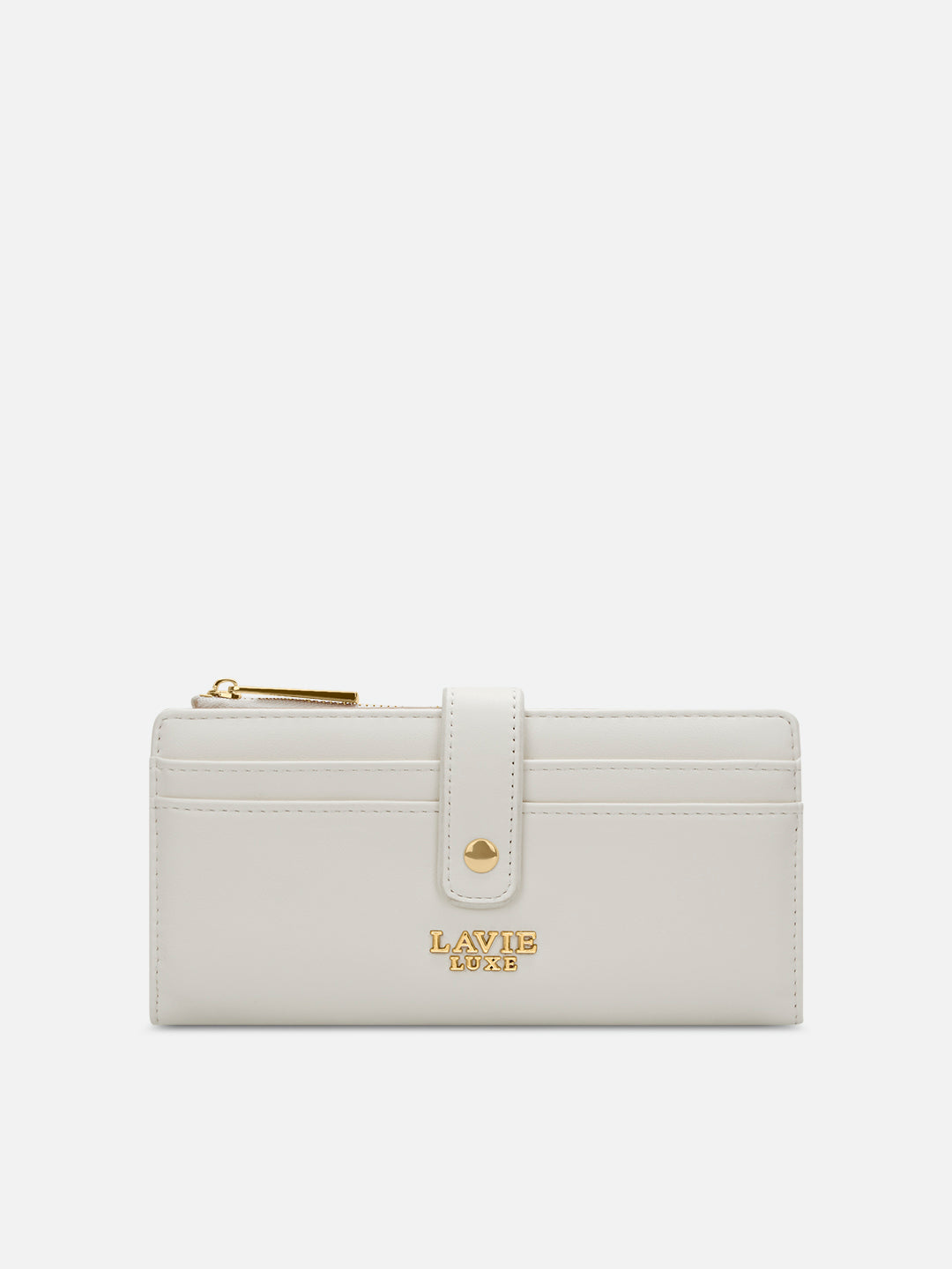 Alice Bifold Zip Large Wallet Off White