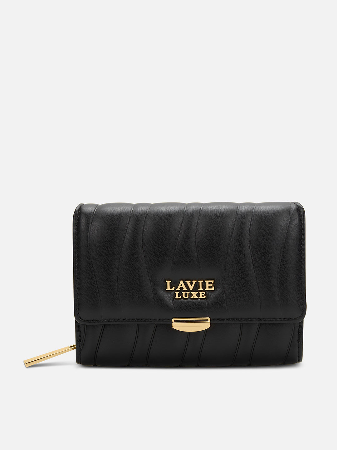 Lucie Emboss Trifold Medium Black