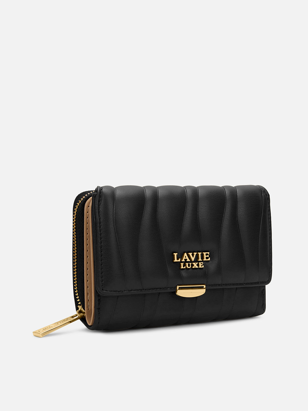 Lucie Emboss Trifold Medium Black