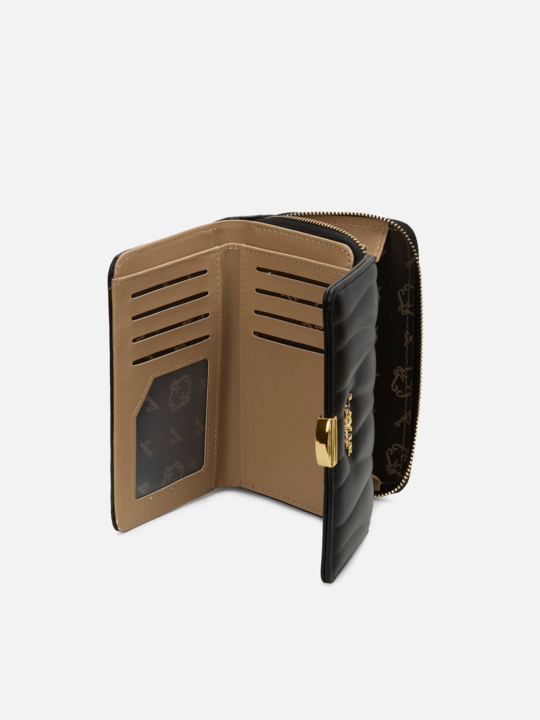 Lucie Emboss Trifold Medium Black