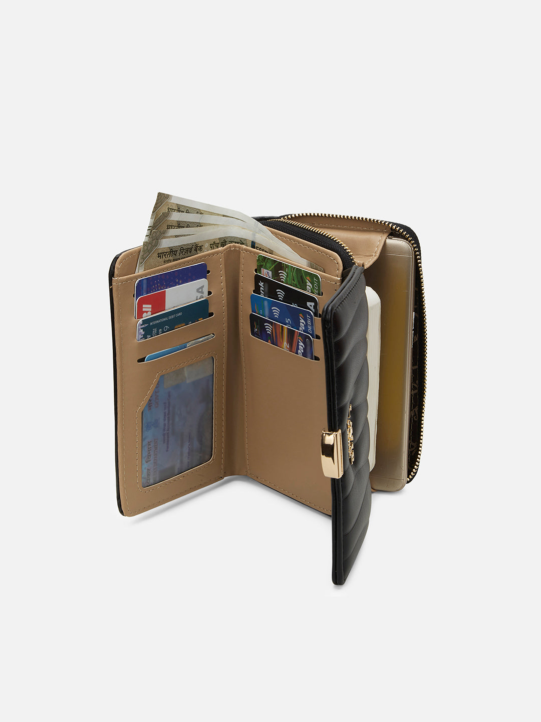 Lucie Emboss Trifold Medium Black