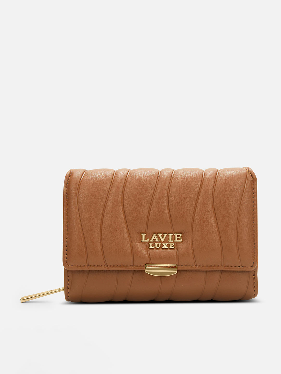 Lucie Emboss Trifold Medium Tan