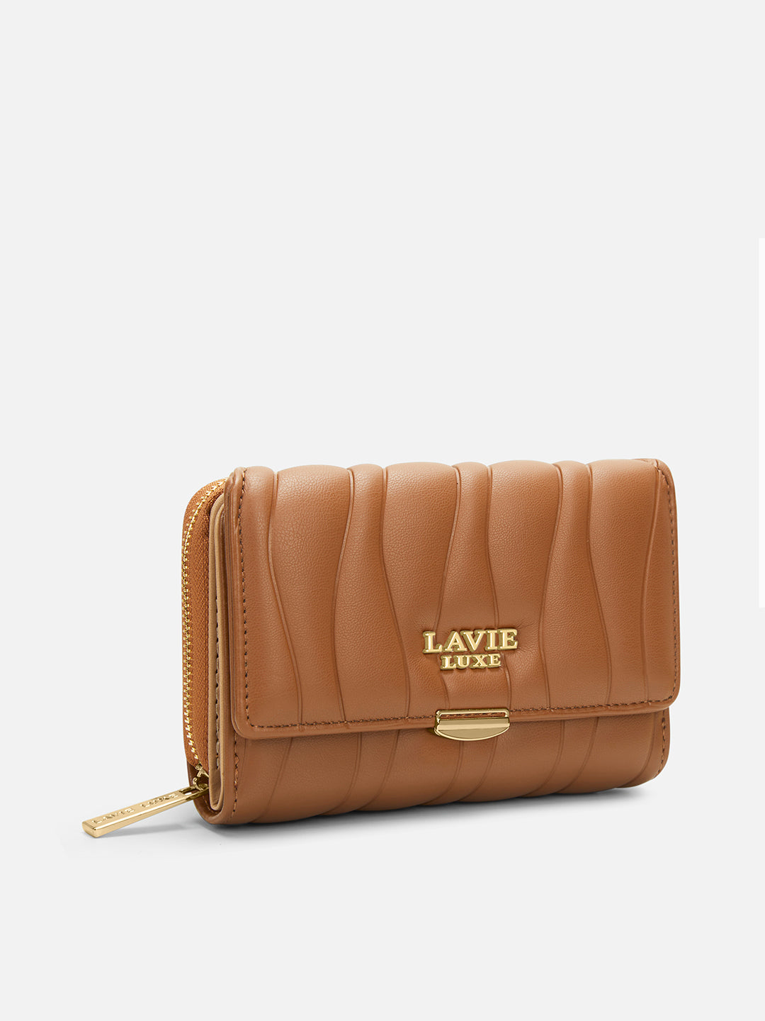 Lucie Emboss Trifold Medium Tan