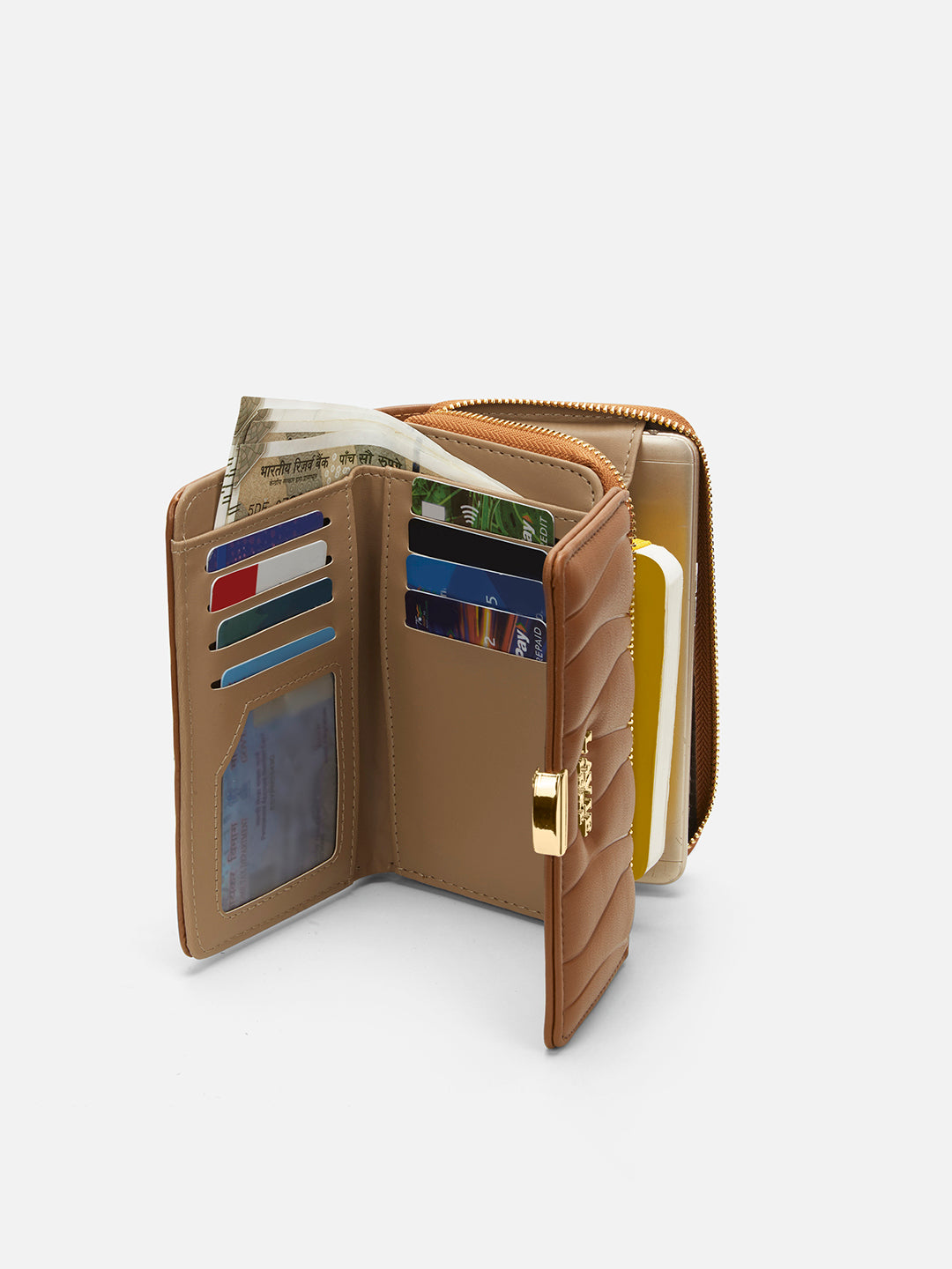 Lucie Emboss Trifold Medium Tan