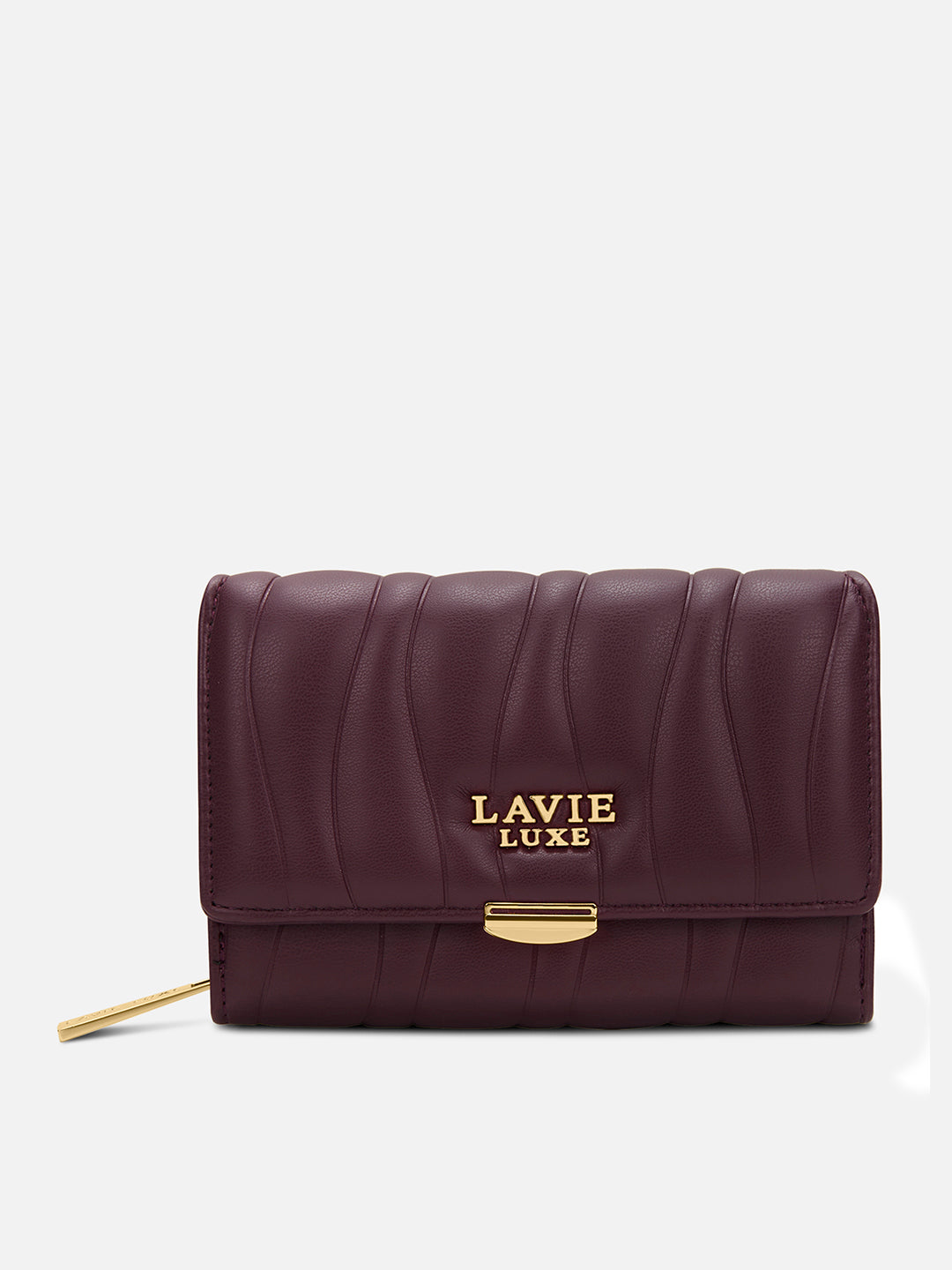 Lucie Emboss Trifold Medium Wallet Wine