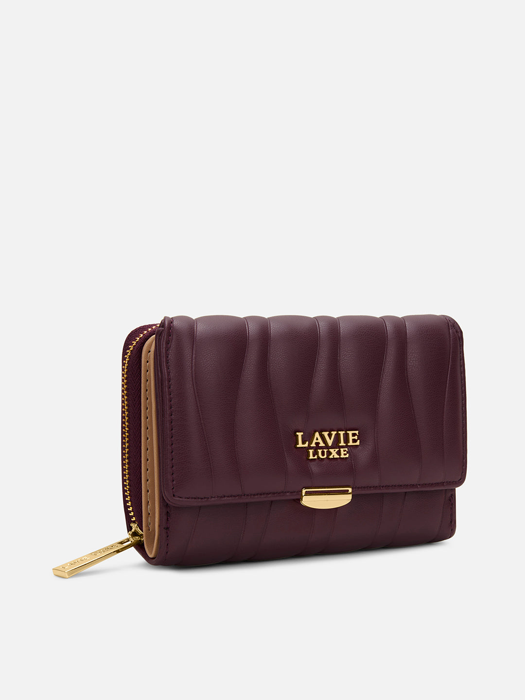 Lucie Emboss Trifold Medium Wallet Wine