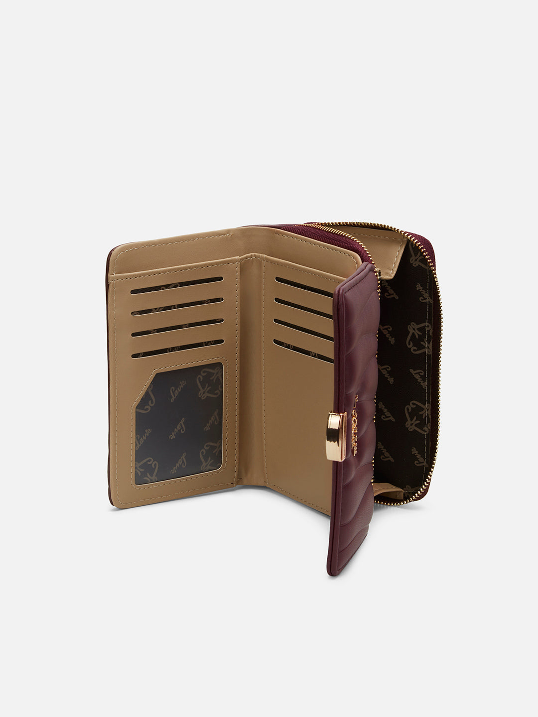 Lucie Emboss Trifold Medium Wallet Wine