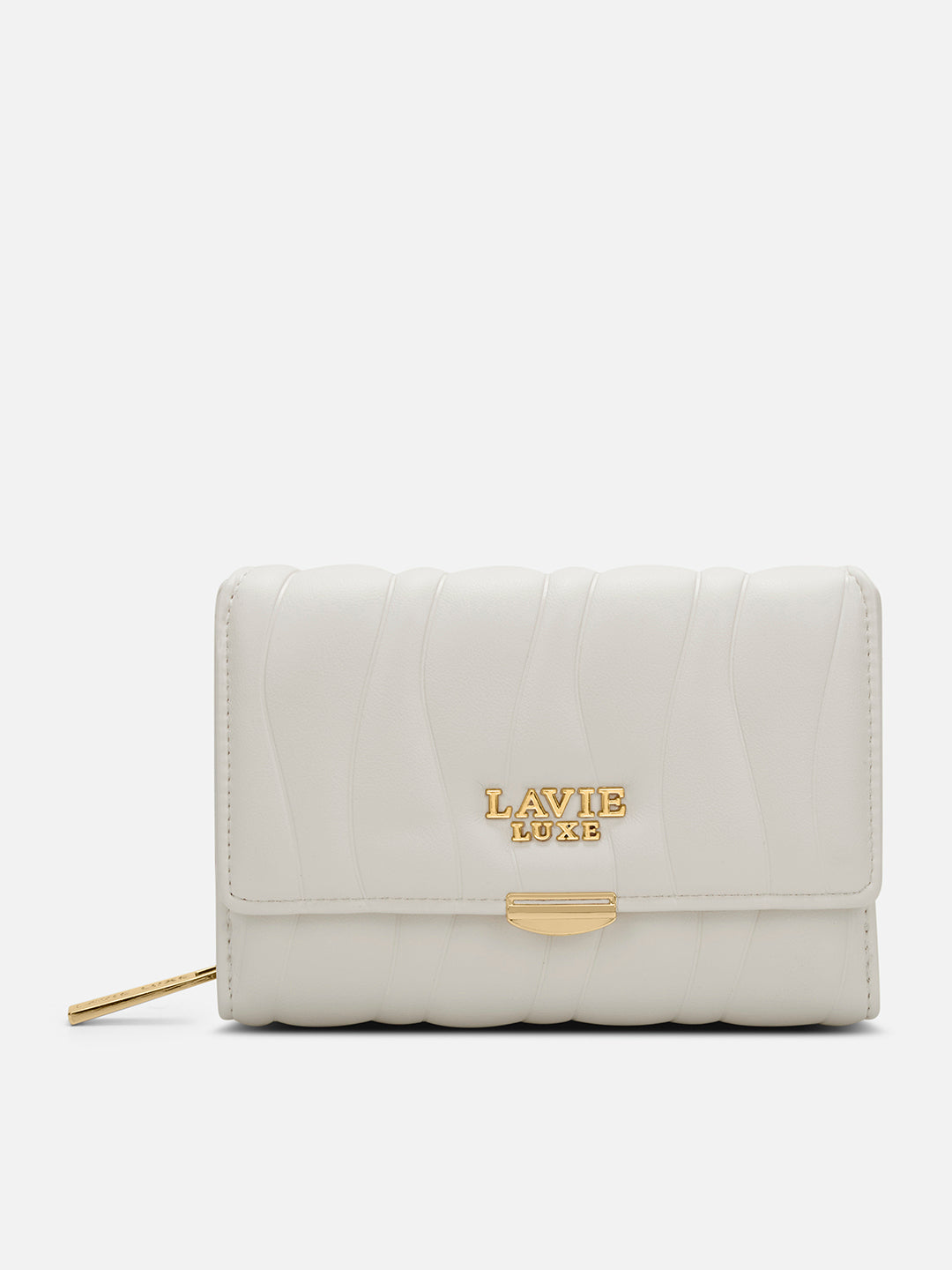 Lucie Emboss Trifold Medium Wallet Off White