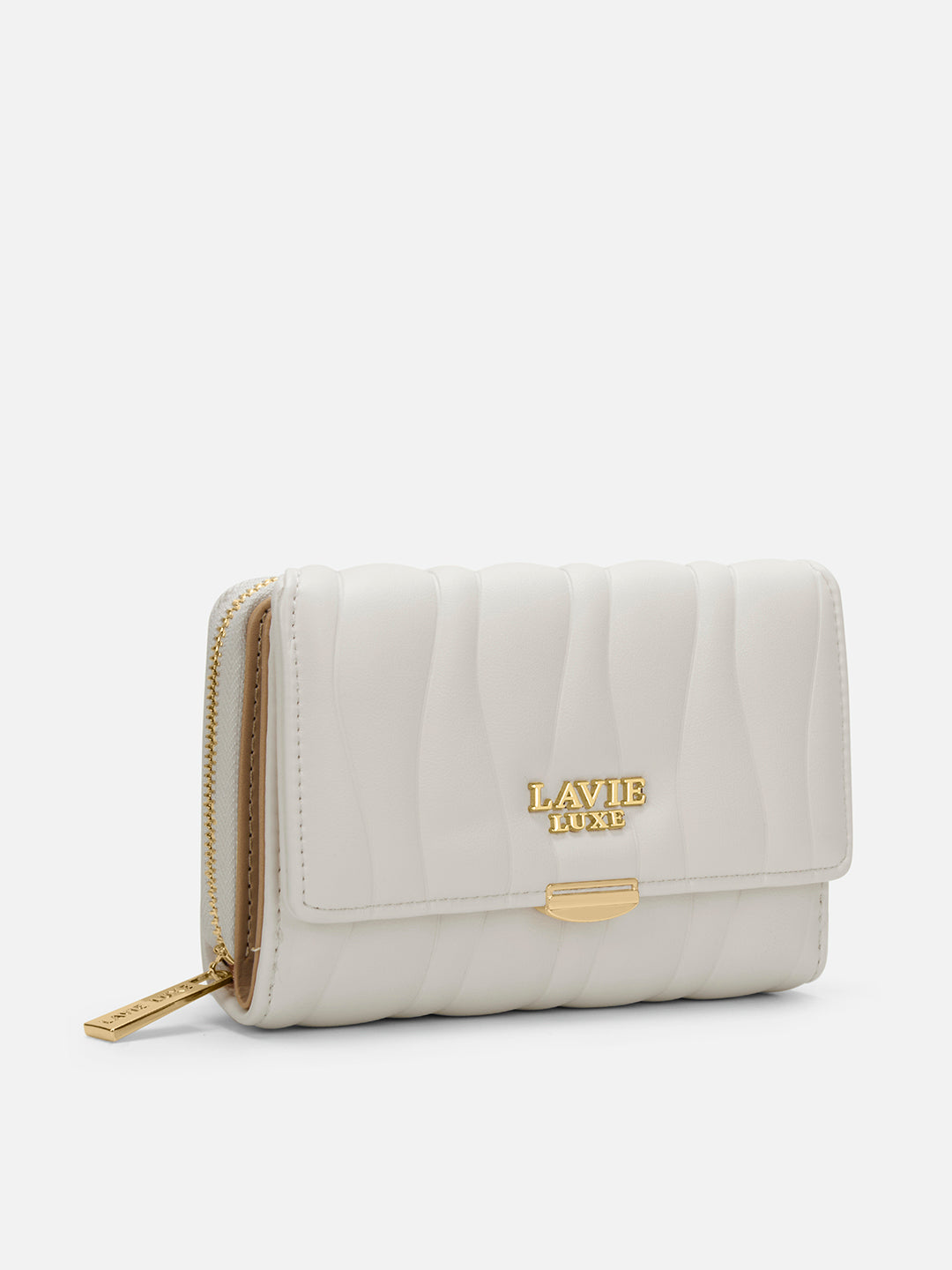 Lucie Emboss Trifold Medium Wallet Off White